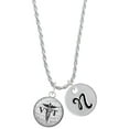 thumbnail image 1 of Delight Jewelry Silvertone Domed Black VET Silvertone Script Initial Disc - N - Charm Necklace, 20"+3", 1 of 4
