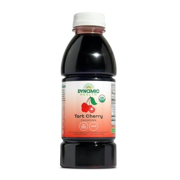 Dynamic Health Organic Tart Cherry | Unsweetened 100% Juice Concentrate | Vegan, No Gluten or BPA | 16oz, 16 Servings