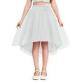 thumbnail image 1 of Sinleey Kids Girls Sparkly Irregular Hem Tulle Skirt Rhinestone Flower Decor Tutu Skirt for Pageant Prom Party White 16, 1 of 5