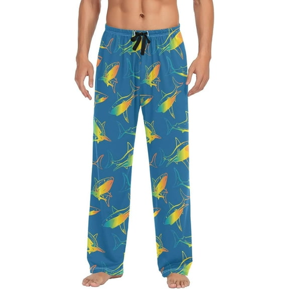 Gradient Shark Men's Pajama Pants, Soft and Comfortable Lounge Sleep Bottoms with Pockets, Men's Sleepwear with Custom Print, X-Large