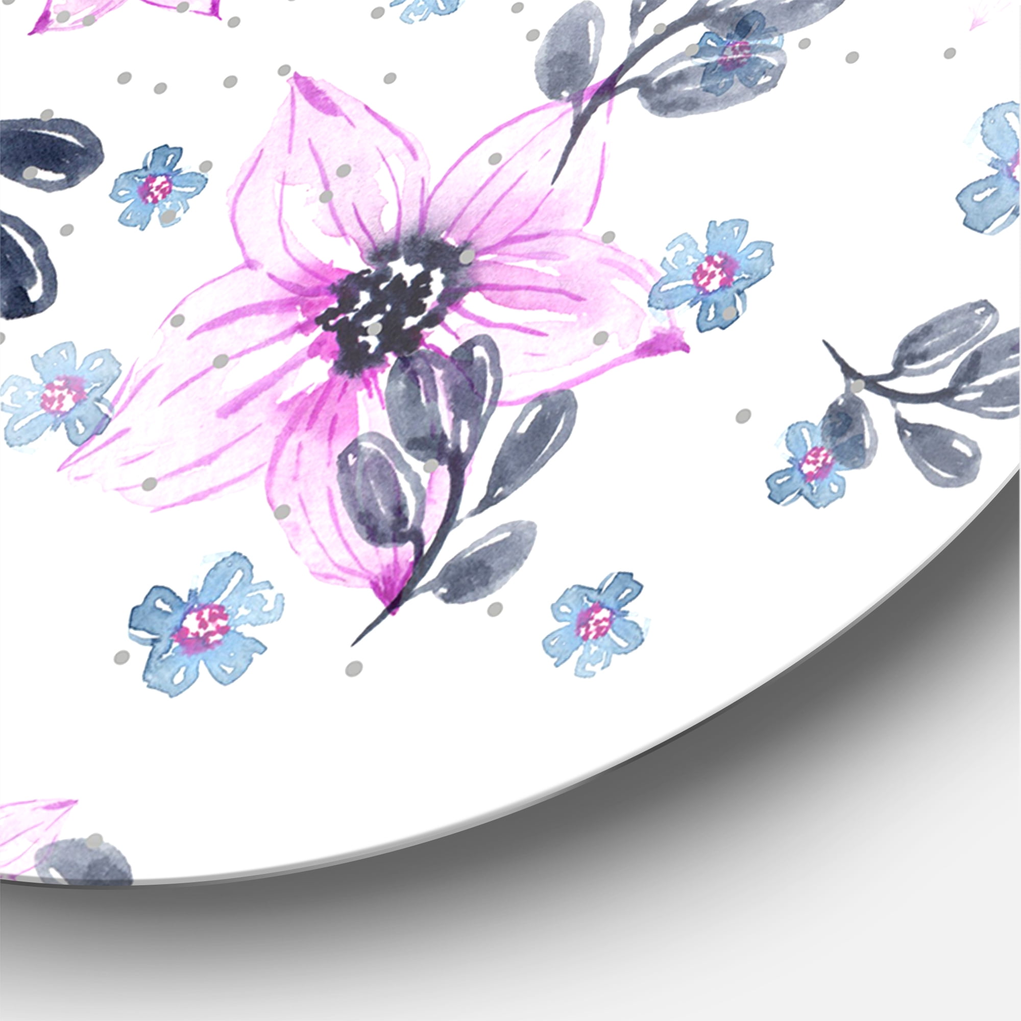 Designart 'Petals and Pink Flowers' Traditional Circle Metal Wall Art 29x29 - Disc of 29