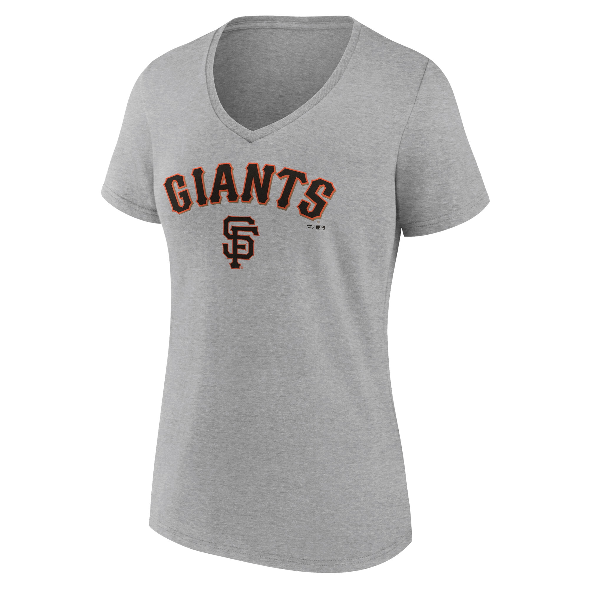 Women's Gray San Francisco Giants Team Lockup V-Neck T-Shirt