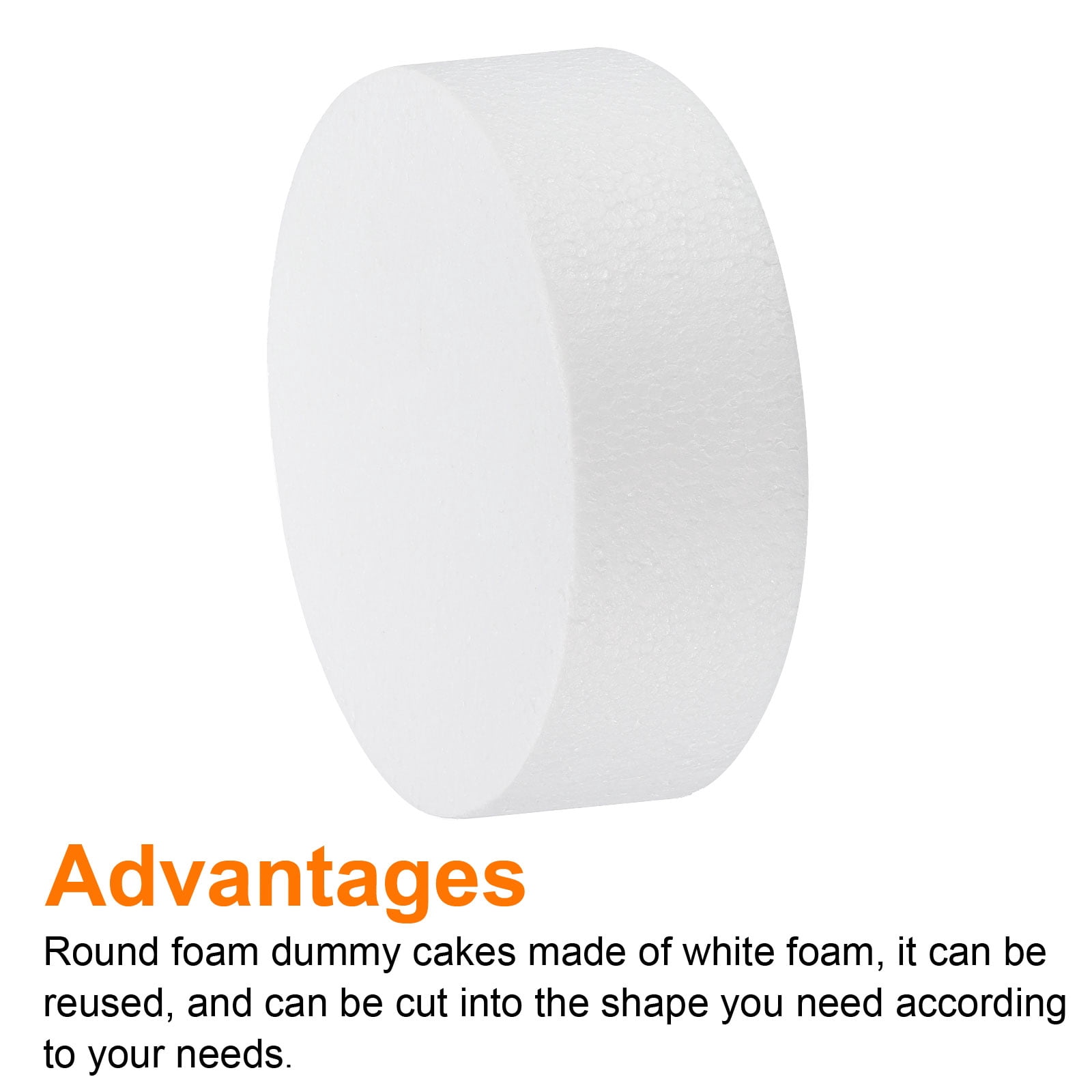 Uxcell Round Foam Cake Dummy 6 Inch x 2 Inch Circle Dummy Cake Set for Wedding Cakes, Birthday Cakes, Crafts 2 Pack