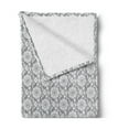 thumbnail image 2 of Grey and White Soft Flannel Fleece Throw Blanket, Rich Royal Victorian Garden Pattern Petals and Leaves Antique Look, Cozy Plush for Indoor and Outdoor Use, 50" x 60", Grey White, by Ambesonne, 2 of 5