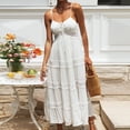 thumbnail image 3 of Vestido ajustado para mujer Estilo bohemio Traje de vacaciones con ribete de encaje para mujer (Blanco L) FLhrweasw Nuevo, 3 of 7
