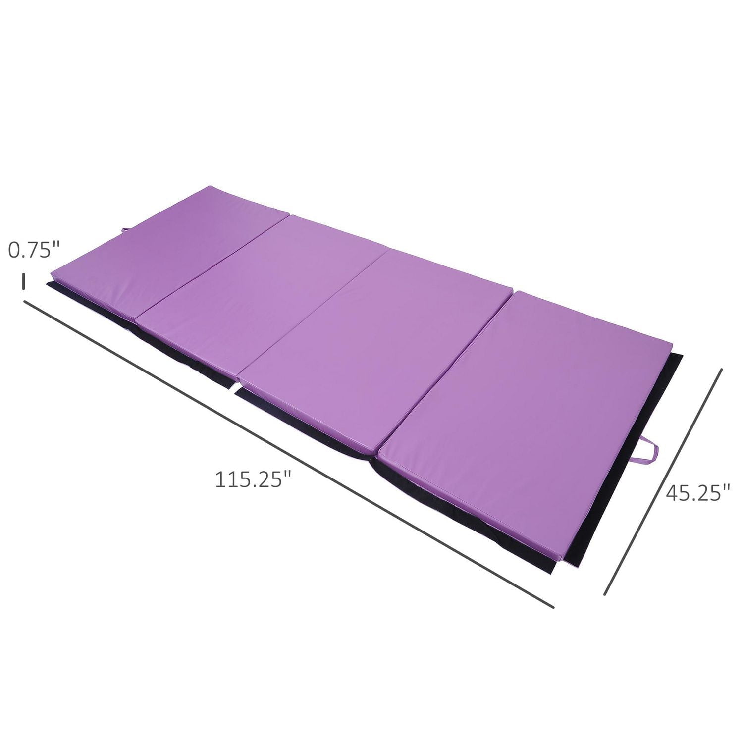 Soozier tapis de gymnastique pliable 10,2 x 25,4 x 5,1 cm, tapis d'exercice avec poignées de transport pour yoga, MMA, arts martiaux, étirements, entraînements de base, violet