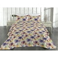 thumbnail image 2 of Ambesonne Aquarelle Flowers Quilted Bedspread Set 3 Pcs, Dreamy Floral Art, Queen, Pale Yellow Lavender, 2 of 4