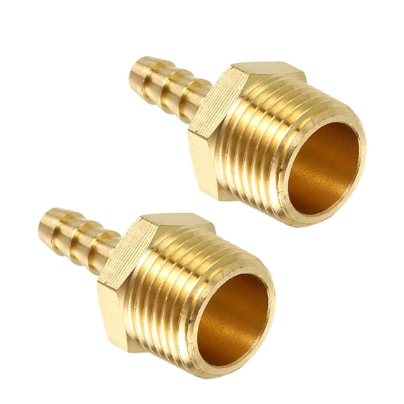 Uxcell Pack of 2 Brass Hose Barbs Fittings 5/32" Hose Barbs to 1/8" NPT Male Fittings for Home Machines, Massage Bathtubs, and Irrigation Systems