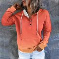 thumbnail image 2 of Womens Print Gradient Color Loose Long Sleeve Button Hoodie Sweater Top, 2 of 9