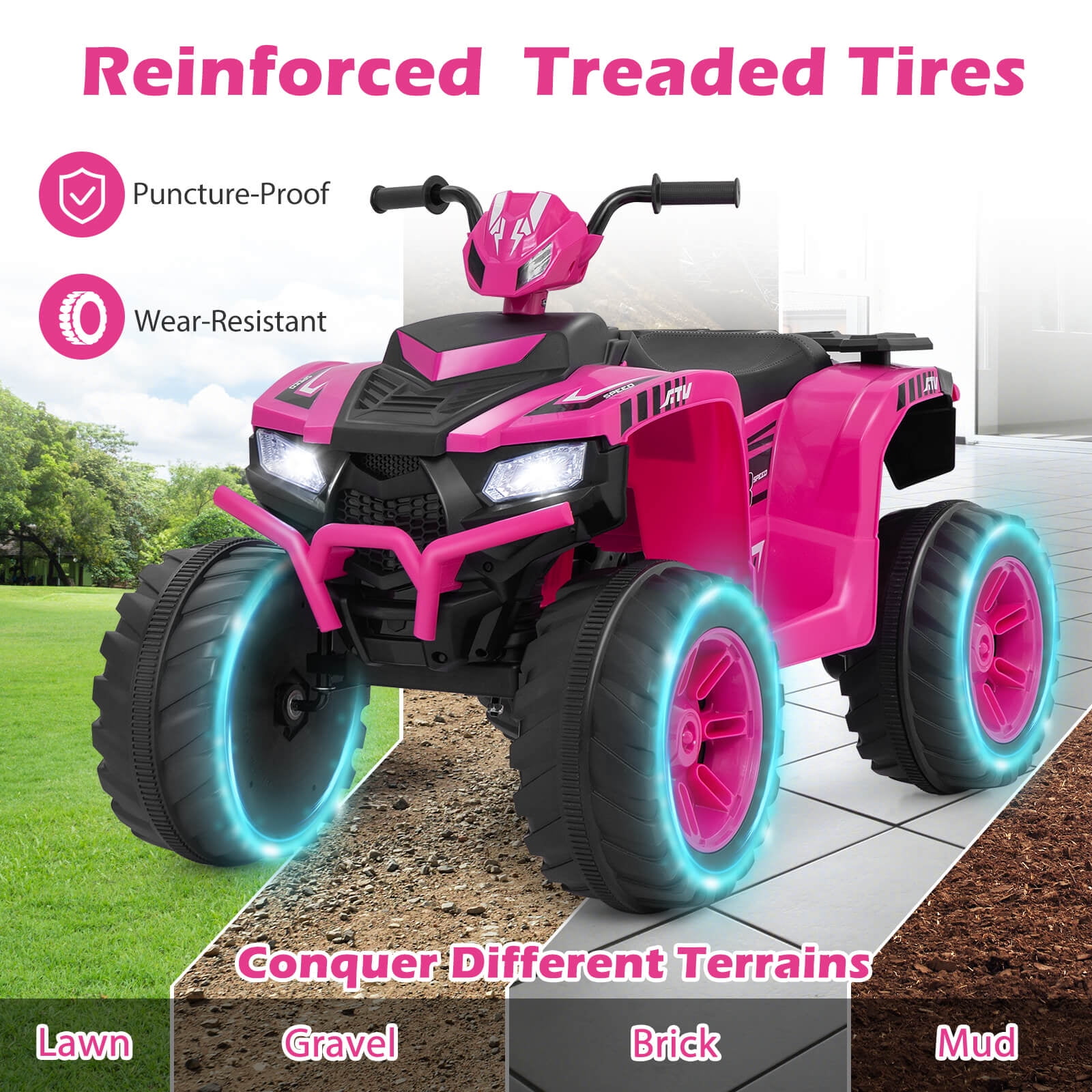 Infans 24V Kids Ride-On Electric ATV 4-Wheeler Quad Car with Wireless Connection