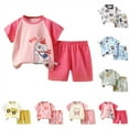 thumbnail image 5 of Futezty Toddler Boys Clothes Summer Outfit Sets, Toddler Kids Baby Boy Short Sleeve Pattern Shirt Tops+ Denim Pants Set Boys' Girls' T Shirts Baby Summer Clothes Solid Color Short Sleeved Shorts Suit, 5 of 5