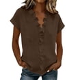 thumbnail image 2 of BUIGTTKLOP Women's Blouses Dressy Boho Casual Ruffle Short Sleeve Tops Business Outfits Ladies Summer 2026 Trendy Work Shirts, 2 of 6