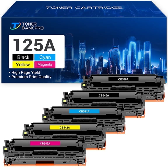 125A Toner Cartridges Compatible for 125A 125 A CB540A Color Laserjet MFP CP1518ni CM1312nfi CP1215 CM1312 MFP CP1515n CP1518 CP1515 Series Pritner 2BK/C/Y/M 5PK