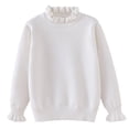 thumbnail image 4 of Girls Long Sleeve Knit Pullover Sweater with Ruffled Mock Neck and Ribbed Cuffs for Casual Wear Winter Fall Spring, 4 of 5