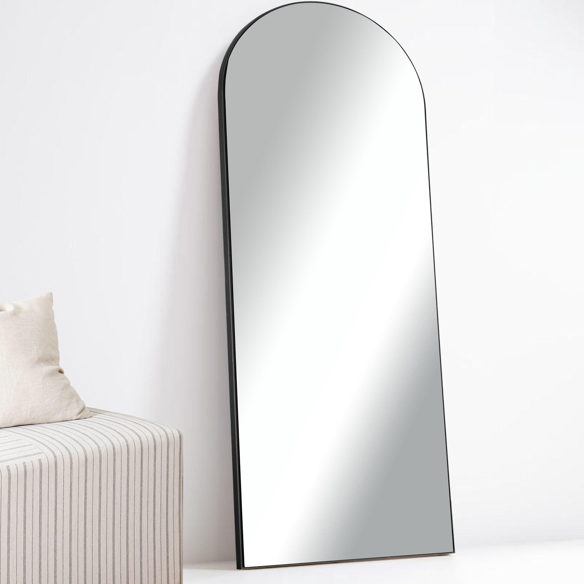 71"x28" Arched Aluminum Allou Frame Modern Full Length Mirror Floor Mirror,Black