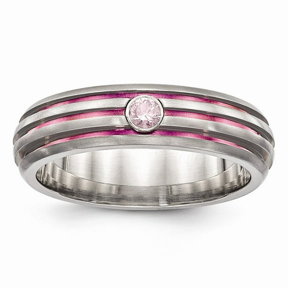 Edward Mirell Titanium Trpl Groove Pink Anodized & Pink Sapphire Ring