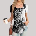 thumbnail image 1 of ICHUANYI Clearance Women Fashion Printed Casual V-Neck Short Sleeve Loose T-Shirt Blouse Tops(Dark Gray, M) ICHUANYI WER2023081116828, 1 of 5