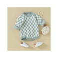 thumbnail image 4 of Bagilaanoe Newborn Baby Girl Boy Rompers Sweater Checkerboard Print Long Sleeve Knitted Bodysuit 3M 6M 12M 18M 24M Infant Fall Winter One Piece Jumpsuit, 4 of 9