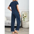 thumbnail image 4 of Ekouaer Pajama Sets for Women Round Neck Pjs Short Sleeve Sleepwear with Long Pants Loose Lounge Sets, 4 of 6