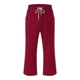 thumbnail image 4 of JJHGVB Capri Pants for Women Petite Capris for Women Petite Length Plus Size Pants Women High Waisted Pants Comfy Straight Leg Pants With Pockets Drawstring Pants Women Athletic Capris Red L, 4 of 5