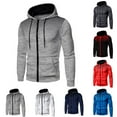 thumbnail image 3 of Men Casual Long Sleeve Zip Up Hoodies Jacket Tops Hooded Sweatshirt Coat Outwear, 3 of 9
