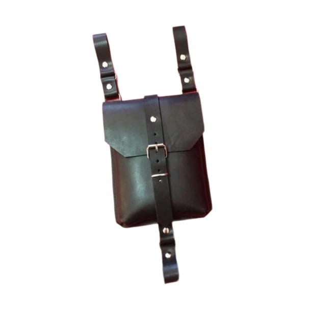 Bolsa de cinturón medieval, accesorio de disfraz, bolso Steampunk portátil de cuero de PU Negro