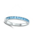 thumbnail image 4 of CHOOSE YOUR COLOR Stackable Simulated Aquamarine Ring .925 Sterling Silver Band Blue CZ Female Size 8, 4 of 4