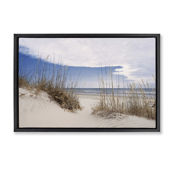 Stupell Industries Sea Oats Along Sandy Dunes Black Framed Floater Canvas Wall Art, design by Natalie Carpentieri