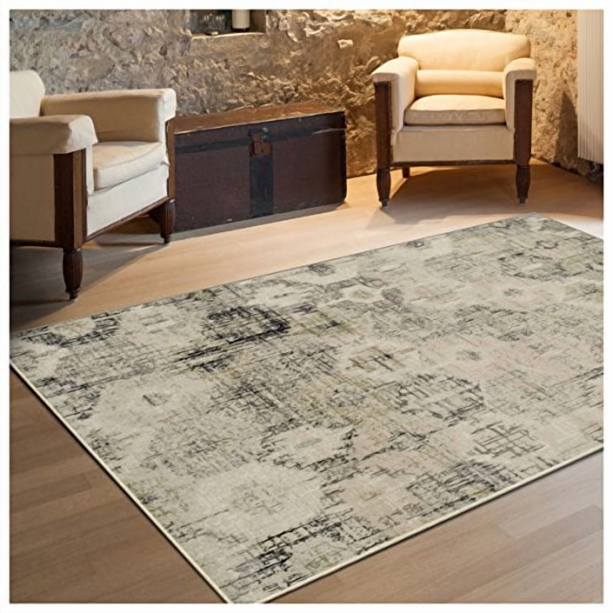 Superior Arabella Neutral Abstract Indoor Area Rug, Beige, 4' x 6'