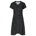thumbnail image 4 of Summer Dress For Women Plus Size Short Sleeve V-neck Stripe Patchwork Casual Loose Sundress Women Trendy Daily Party Beach Vacation Summer Fashion Mini Dress, 4 of 6