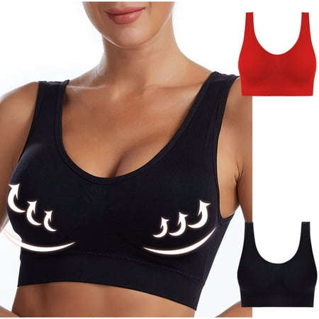 Crunowin Women s Traceless Bra 2 Pack  Push Up Wire Free Comfort Solid Color Everyday Underwear Red XXXXXXL