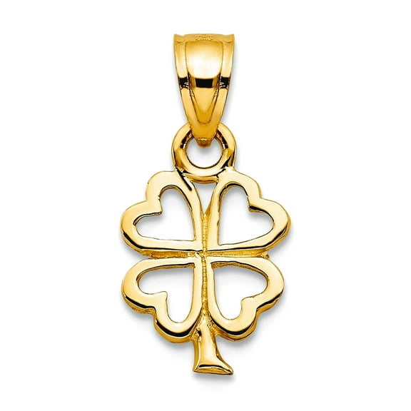 10k Yellow Gold Polished Four Leaf Clover Charm 15x16mm Wide Pendant Necklace for Women - .4 Grams