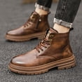 thumbnail image 2 of Winter Combat Boots for Men with Fleece Lined Warm Leather Casual Lace up Oxfords Snow Ankle Booties, 2 of 7