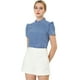 thumbnail image 1 of INSPIRE CHIC Blusa Tops De Lunares Volante Fruncido Manga Corta Cuello Alto Para Mujeres Azul XS, 1 of 6