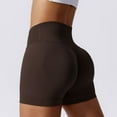 thumbnail image 3 of Lu's Chic Women's Gym Shorts Yoga Sweatpants Biker Short High Waisted Soft Lightweight Tummy Control Booty Shorts Brown 4-6, 3 of 4