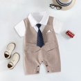 thumbnail image 2 of Hbdhejl Baby Toddler Romper Boy Gentleman White Shirt Vest Bowtie Tuxedo Onesie Jumpsuit Overall Romper 3-6 Months, 2 of 9