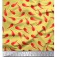 thumbnail image 1 of Soimoi Yellow Heavy Satin Fabric Chilli Vegetable Print Fabric by Yard 56 Inch Wide, 1 of 2