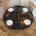 thumbnail image 2 of Library Books Magic Vintage Starry Round Fitted Tablecloth Elastic Edged Table Cloth Waterproof Table Cover 48in, 2 of 7