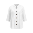 thumbnail image 4 of fheaev Summer Tops for Women V Neck 3/4 Sleeve Loose Fit Lightweight Solid Casual Office Blouse White 3XL, 4 of 7