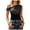 Black, variant on Women Polka Dots One Shoulder Top Lace Patchwork One Shoulder Boat Neck Summer Tank Tops