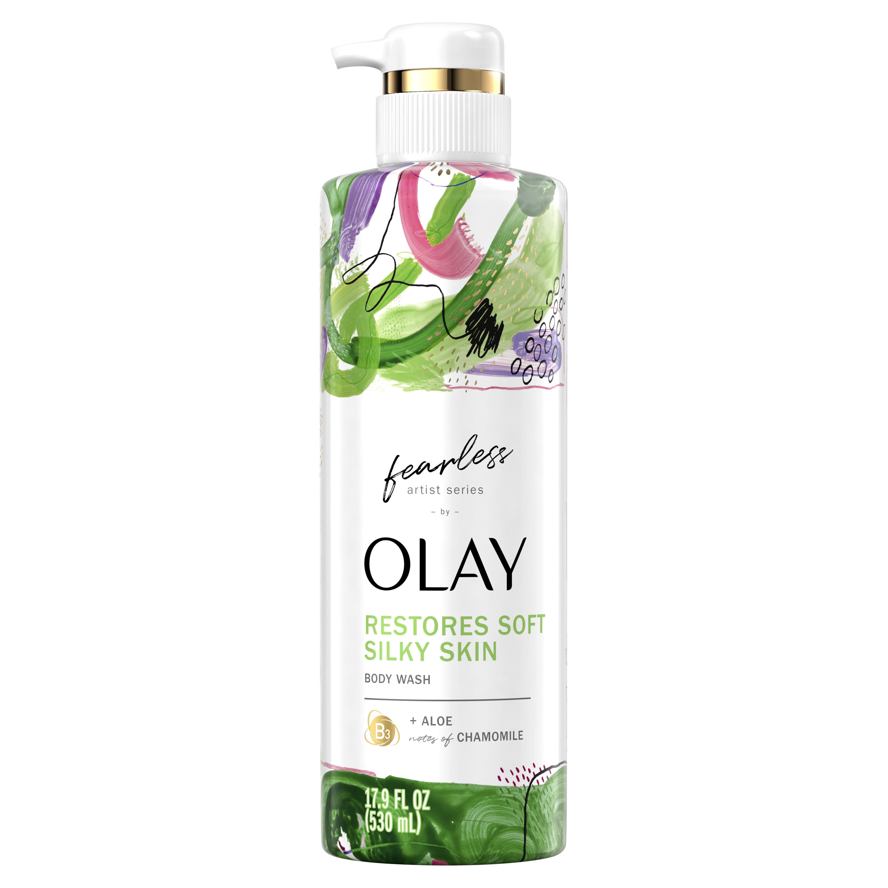 Olay Fearless Artist Series Silky Skin Body Wash with Aloe and Notes of Chamomile 17.9 oz