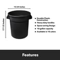 thumbnail image 3 of WYDK Feed and Seed Storage Container, 10 Gallon Black Round Commercial Trash Can/Ingredient Bin, Food Storage Plastic Bin, Use in Agricultural, Gardening, or Household, 3 of 3