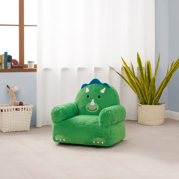 Fauteuil poire Lounge & Co Dino, grand format, garni de mousse, peluche verte, 63,5 cm (L) x 50,8 cm (P) x 58,4 cm (H).