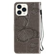 thumbnail image 3 of Nalacover For iPhone 13 Pro 6.1 inch Case,Luxury 360 Protection Embossed Butterfly PU Leather and Soft TPU Flip Kickstand Magnetic Card Wallet Shockproof Protective Cover with Wrist Strap.Gray, 3 of 9