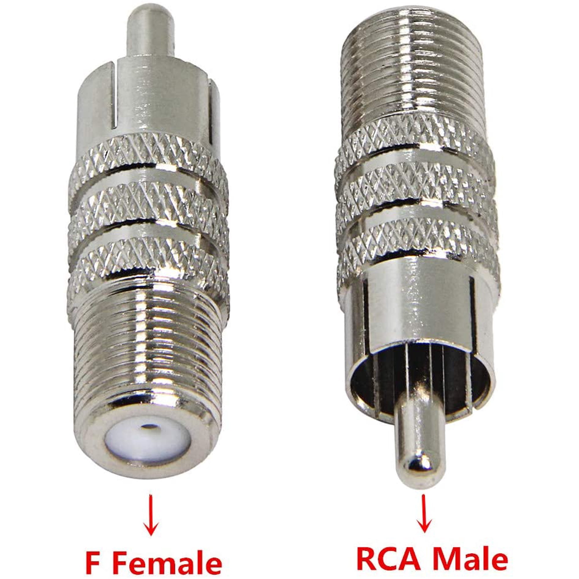 2-Pack F Female To RCA Male Coaxial Adapter – Coax Coupler Connector For Audio/Video