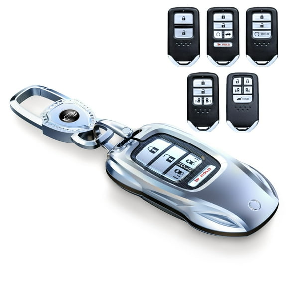Compatible with Honda Key Fob Cover, Key fob Case Shell for 2016-2022 Accord Pilot CRV 2016-2021 Civic 2019-2024 Passport 5 Buttons, Metal Shell & Soft Silicone Protection
