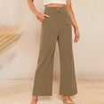 thumbnail image 3 of YIFUNIN Women's Solid Color Corduroy Straight Leg Pants, Loose Fit Casual Trousers for Fall Winter, Comfortable Ribbed Fabric Fashion,Khaki M, 3 of 6