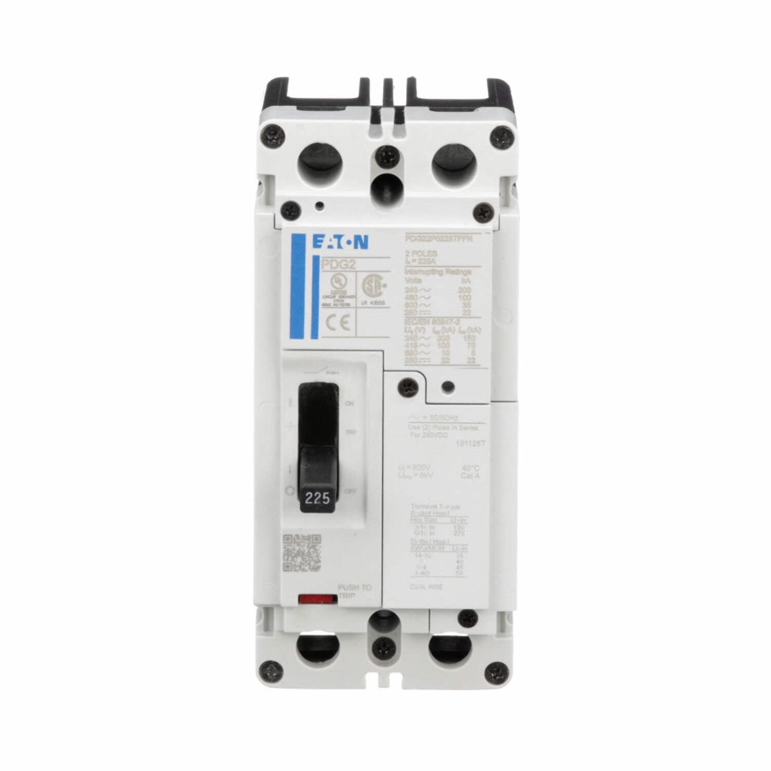 PDG22M0150TFFJ - Eaton Feed-Thru 600V 150A 2 pole circuit breaker 65kA@480V