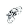 Lucky Elephant Midi Toe Ring Oxidized 925 Silver Sterling Adjustable