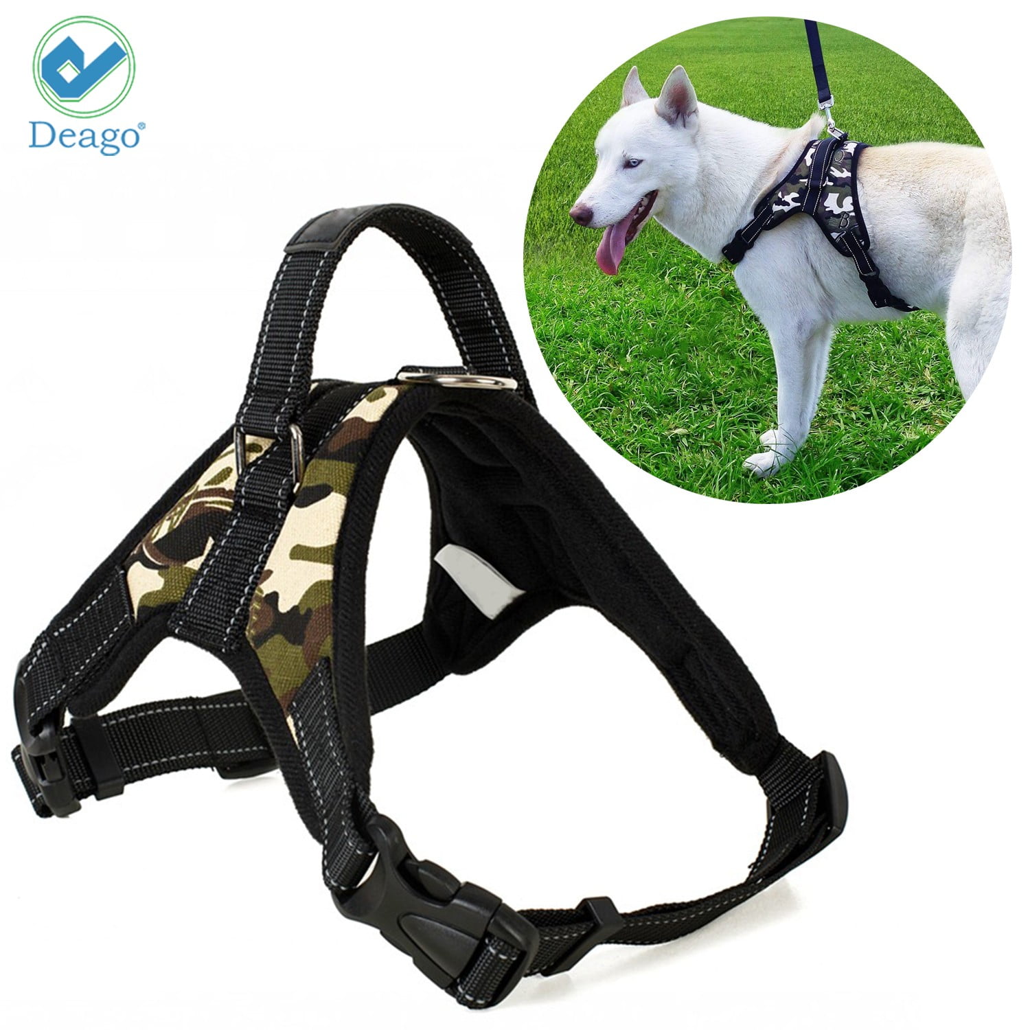Orange No More Pulling Adjustable Dog Vest Harness Medium for Dogs in Training Walking Tugging or Choking Acare Dog Harness Vest with Handle 